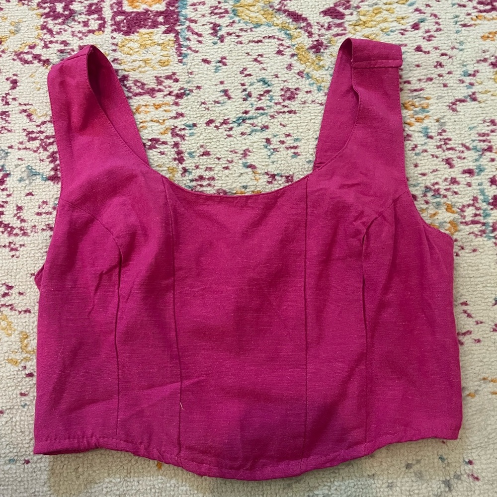 Vibrant Pink Sleeveless Crop Bustier Tank